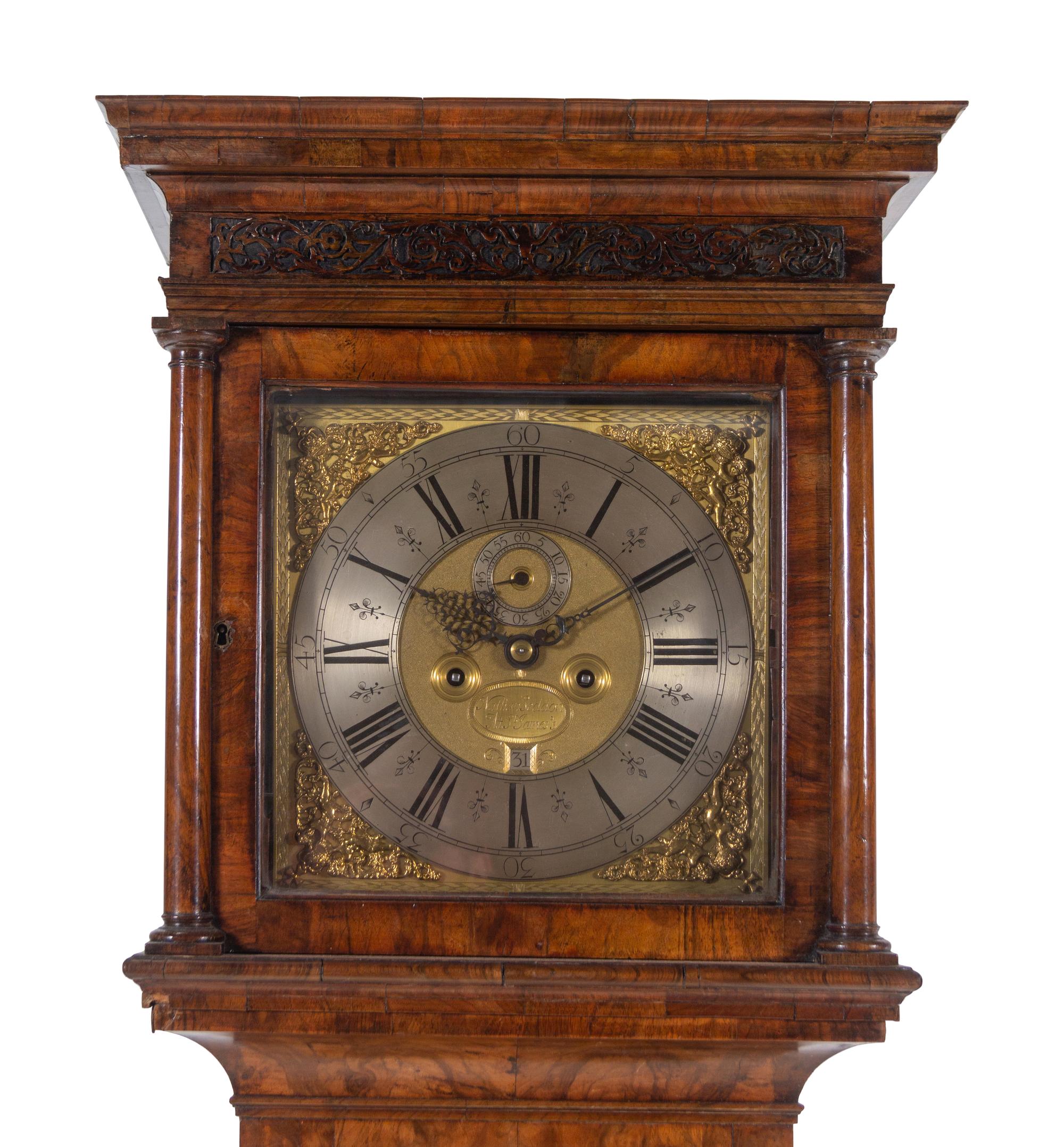 A George I Figured Walnut Tall Case Clock