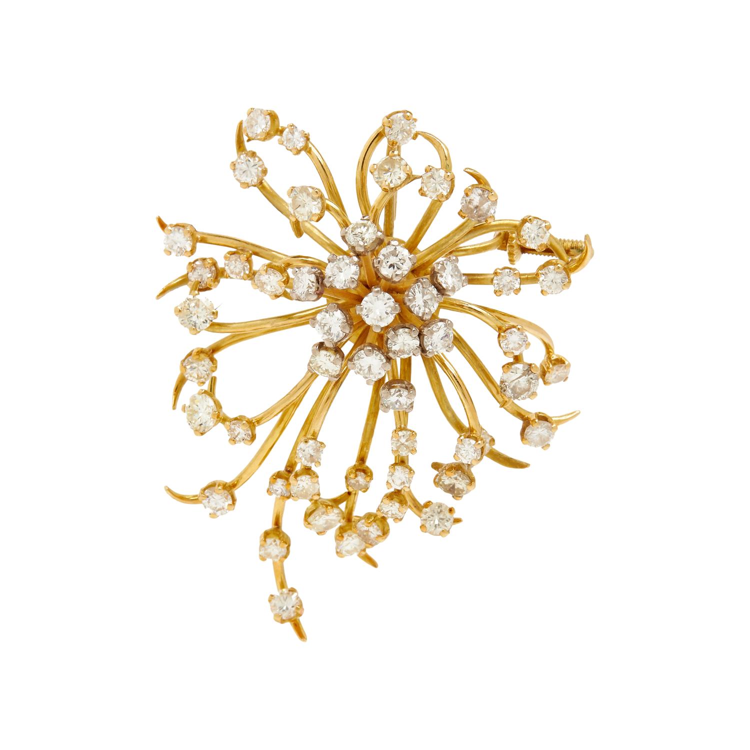DIAMOND AND YELLOW GOLD ARTICULATED BROOCH/PENDANT