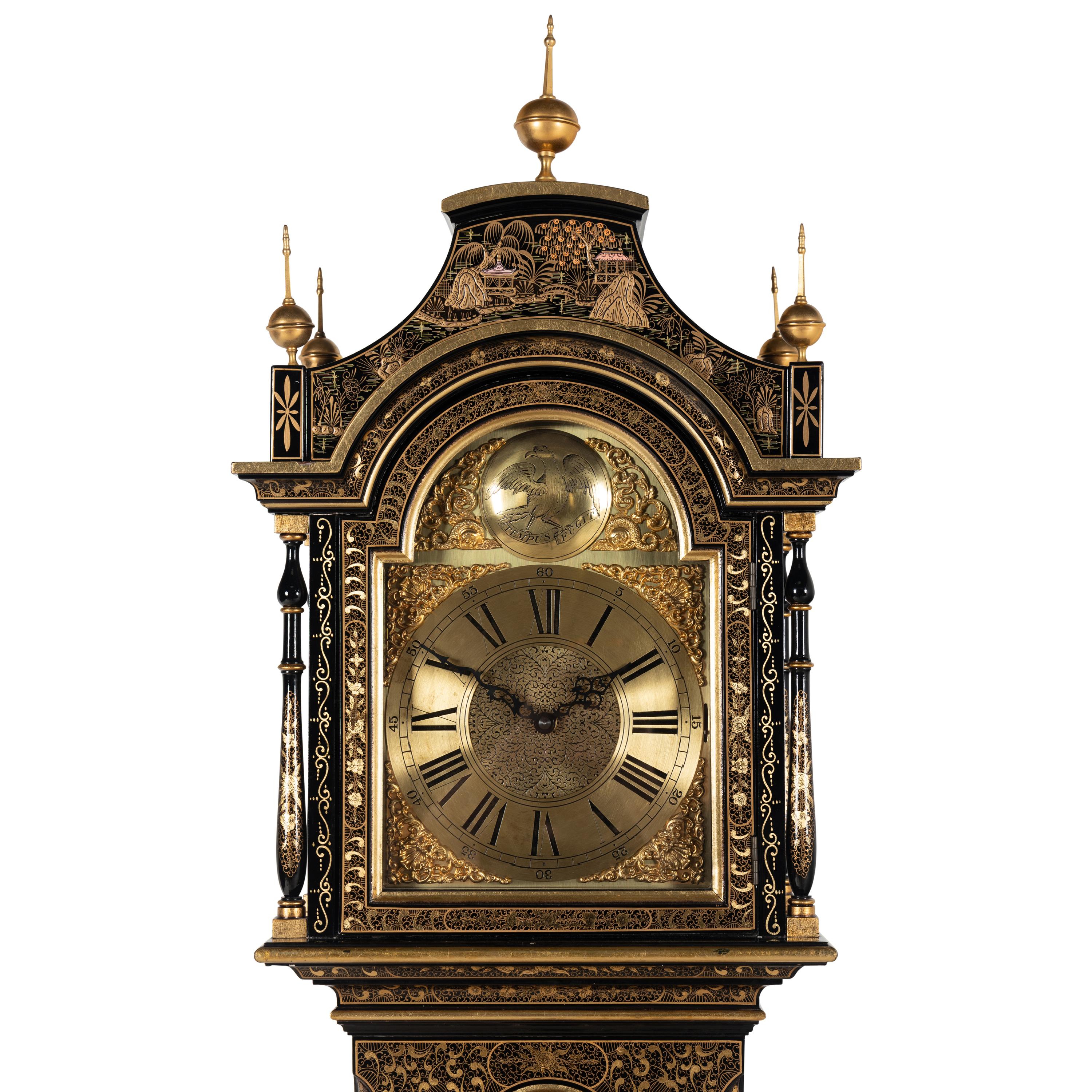 A Black and Gilt-Japanned Longcase Clock