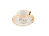 A Set of Eight Royal Copenhagen Flora Danica Porcelain Teacups and Saucers