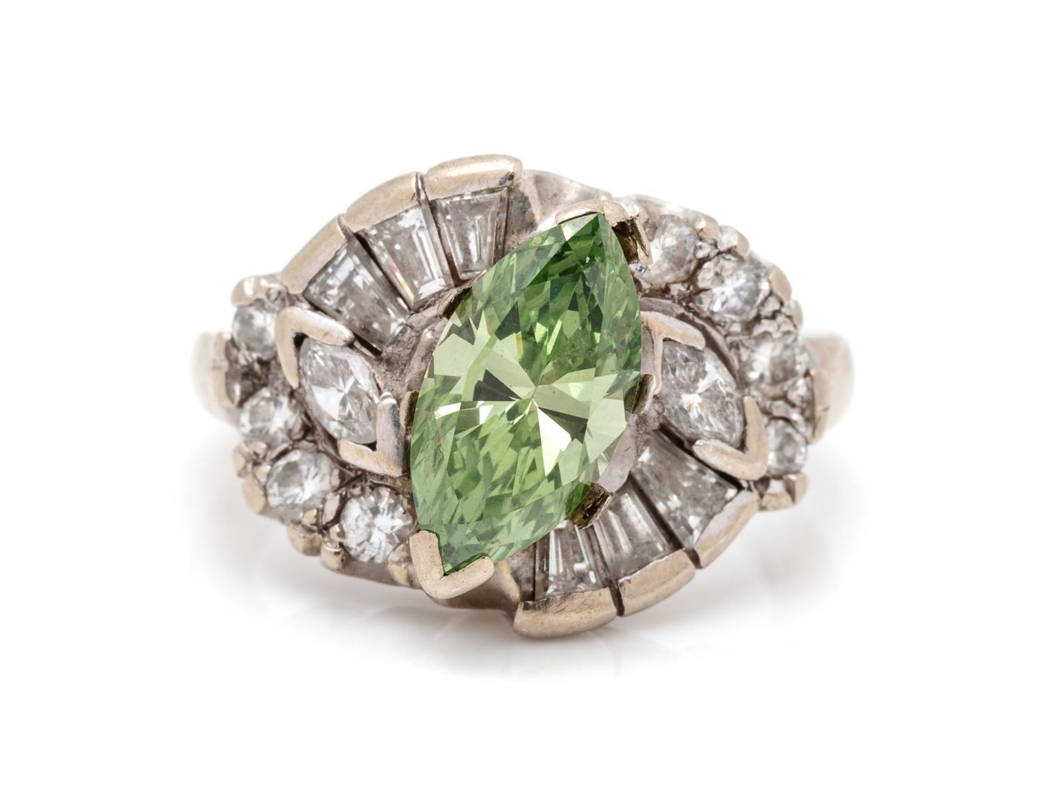 TREATED COLORED DIAMOND AND DIAMOND RING