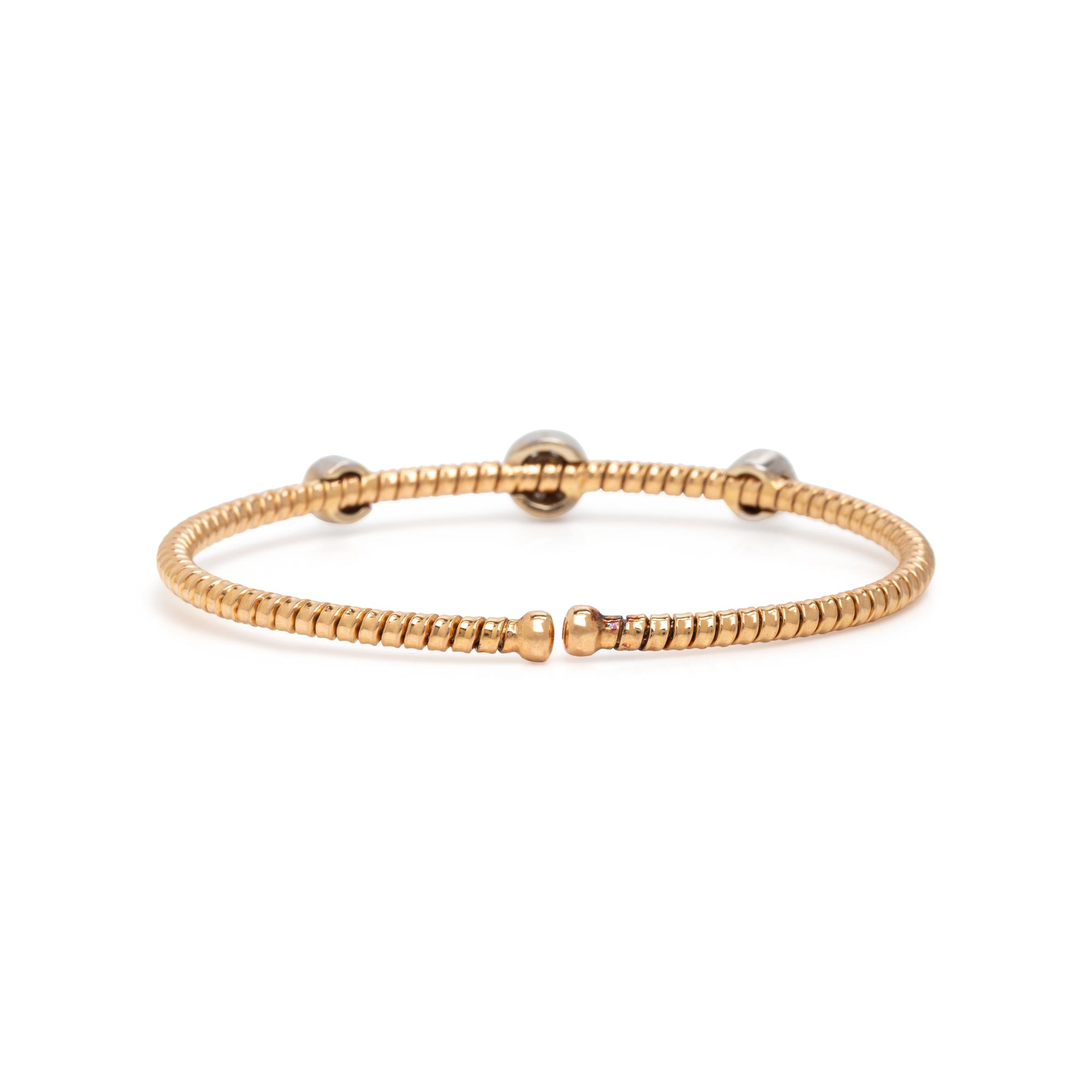 Bicolor Gold and Diamond Flexible Cuff Bracelet