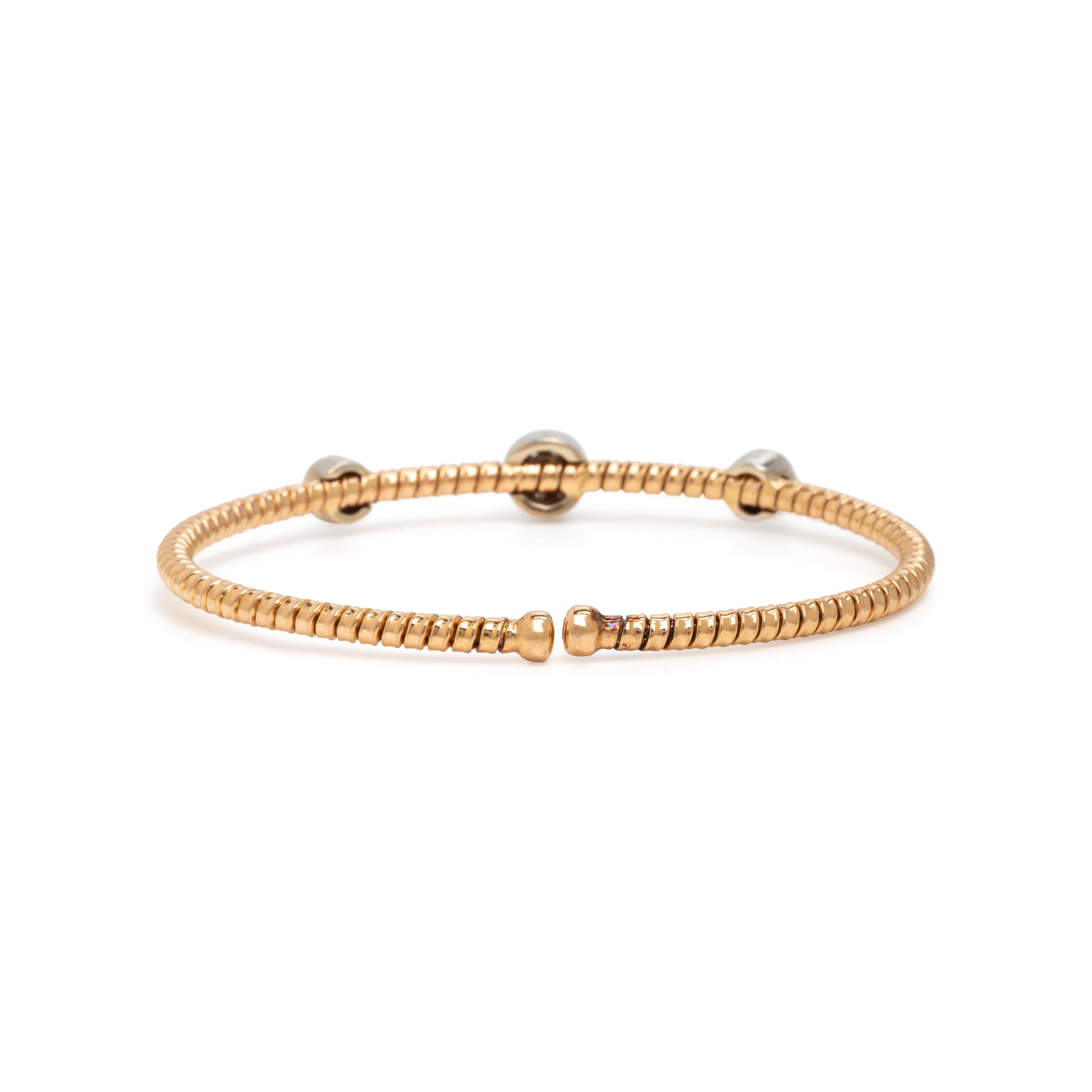 Bicolor Gold and Diamond Flexible Cuff Bracelet