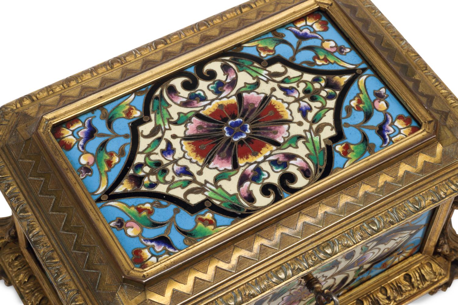 A French Gilt Bronze and Champlevé Enamel Box