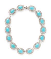 DIAMOND AND SYNTHETIC TURQUOISE NECKLACE