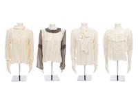 Four Designer Silk Blouses: Two Fendi, One Valentino, One Oscar de la Renta