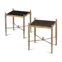 A Pair of Neoclassical Style Bronze and Marble Side Tables