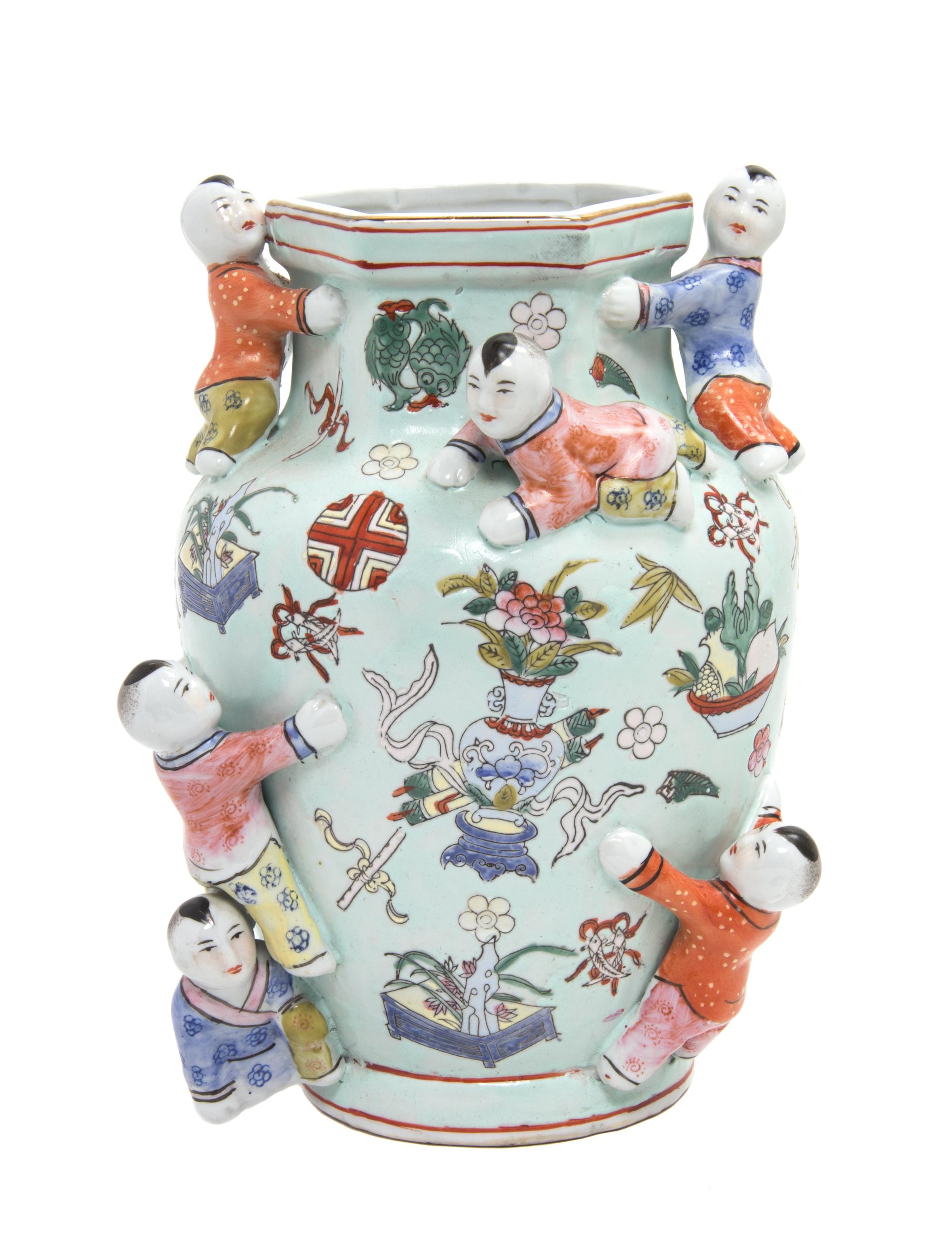 A Chinese Export Style Ceramic Vase Height 10 1/2 inches. — 20TH CENTURY
