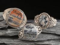 Navajo Silver and Petrified Wood Cuff Bracelets