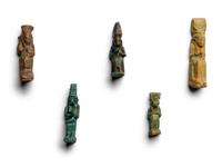 Five Egyptian Faience Isis with Horus Amulets