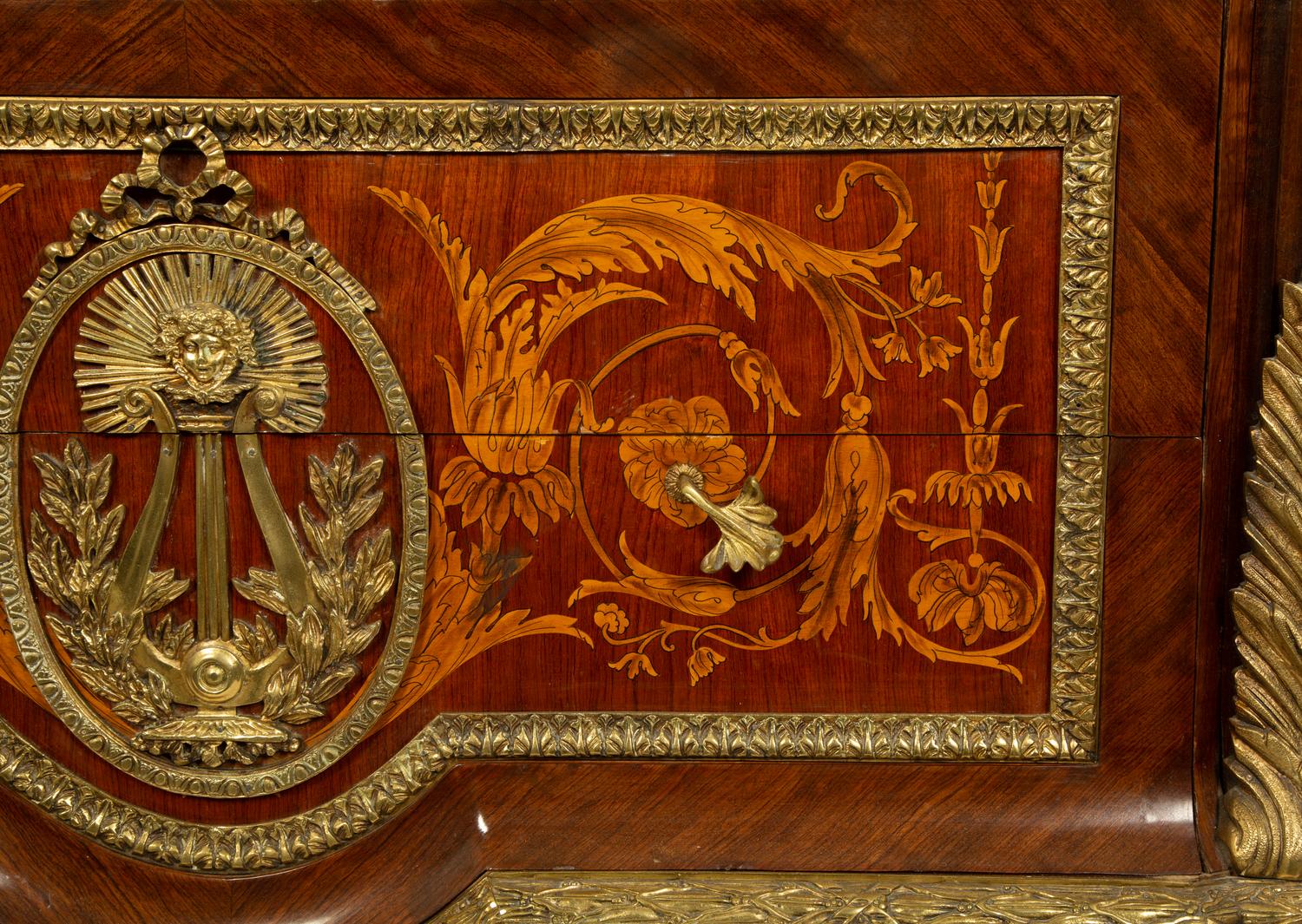 A Louis XVI Style Marquetry Silvered Metal Mounted Commode — 20TH CENTURY