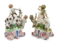 A Pair of Chelsea Porcelain Figural Groups