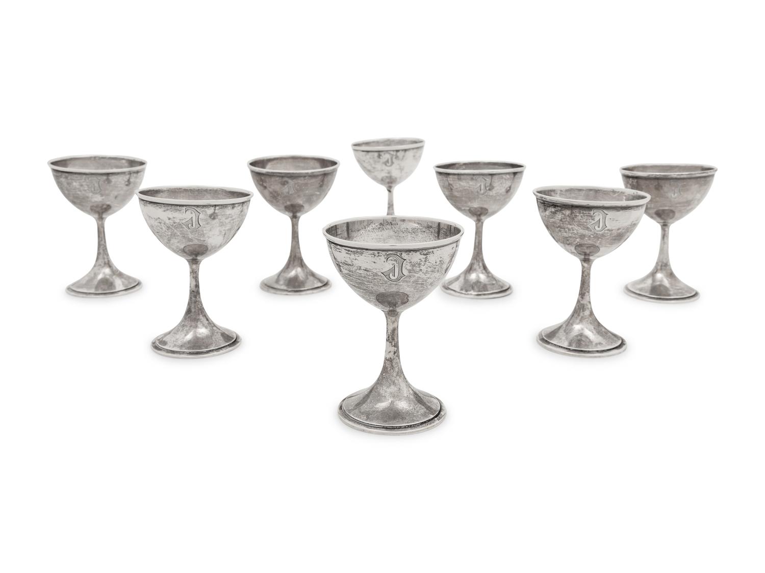 A Set of Eight American Silver Coupes