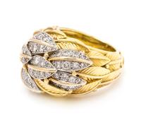An 18 Karat Yellow Gold, Platinum and Diamond Ring, David Webb, 14.20 dwts.