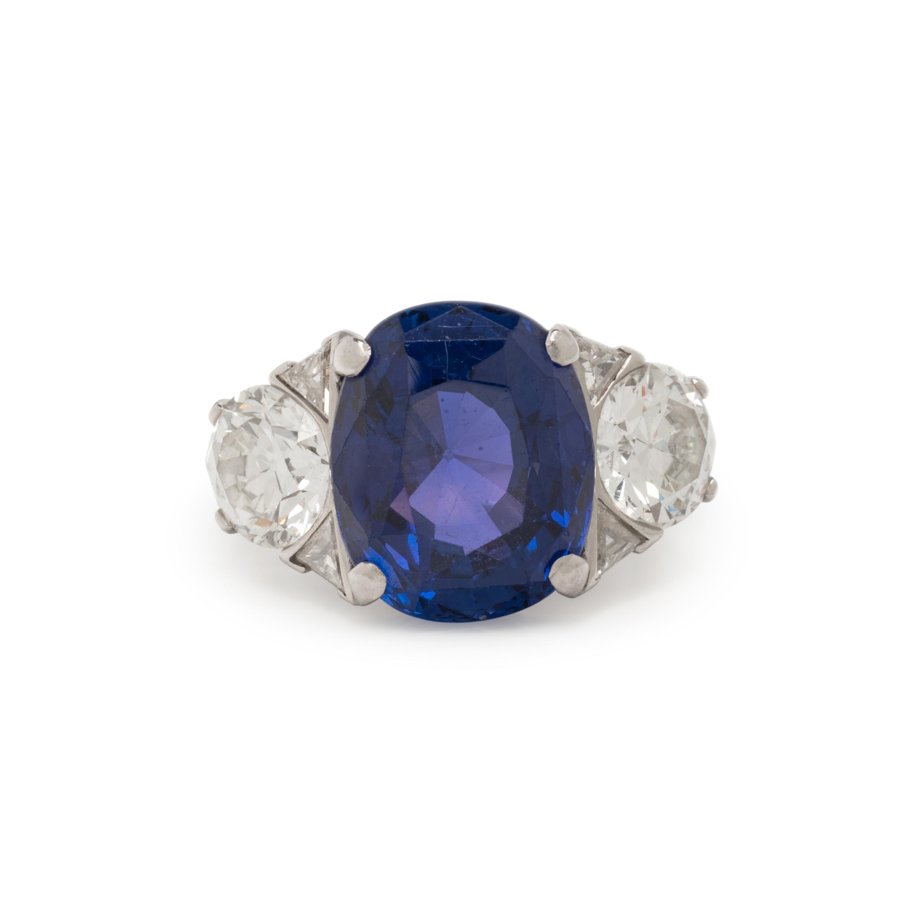 J.E. CALDWELL, ART DECO, COLOR CHANGE SAPPHIRE AND DIAMOND RING