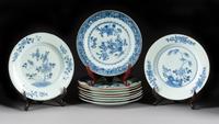 Ten Chinese Porcelain Plates Diameter of largest 9 inches. — PRIMARILY 18TH CENTURY