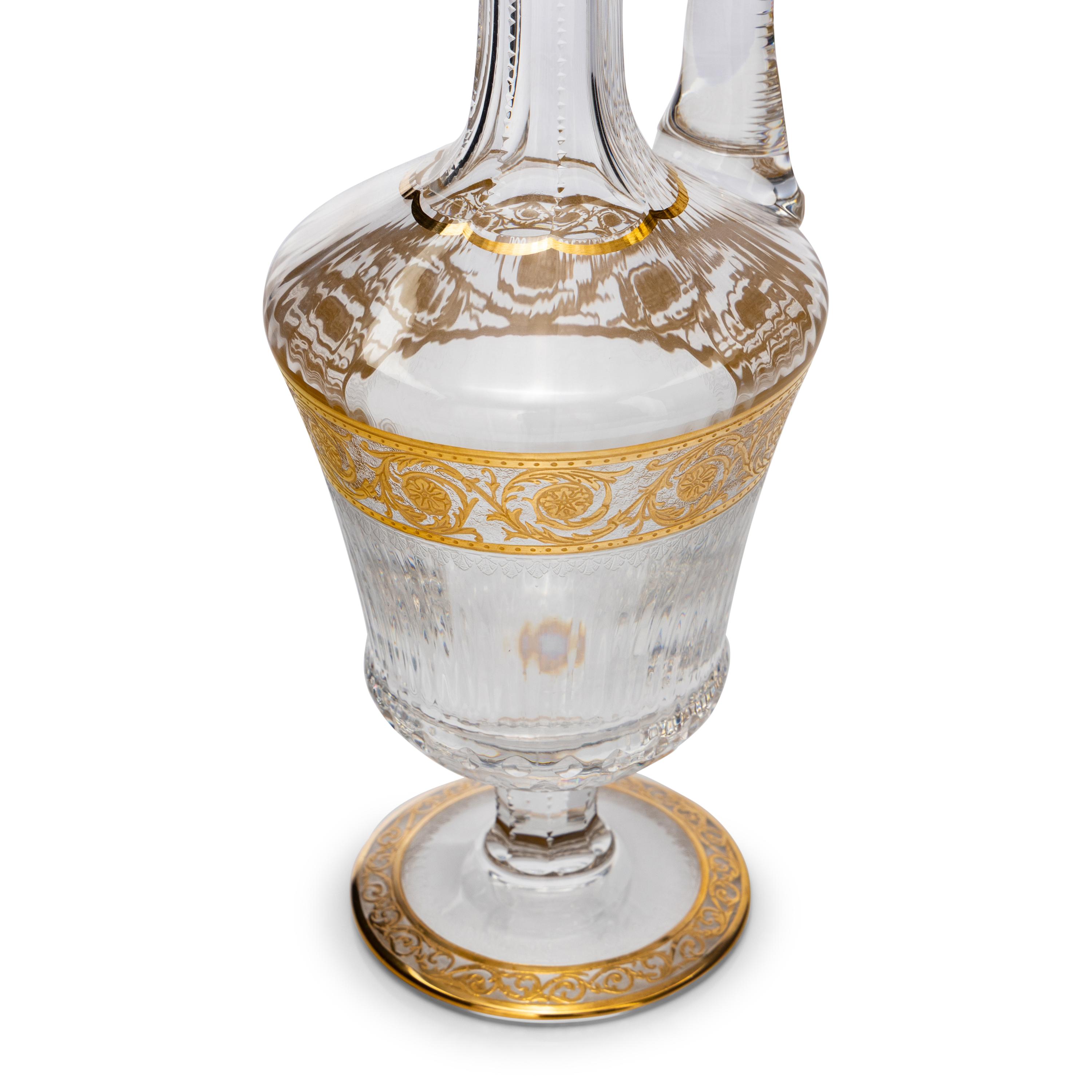 A Saint-Louis Thistle Gilt Decorated Wine Ewer