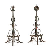 A Pair of Continental Iron Andirons