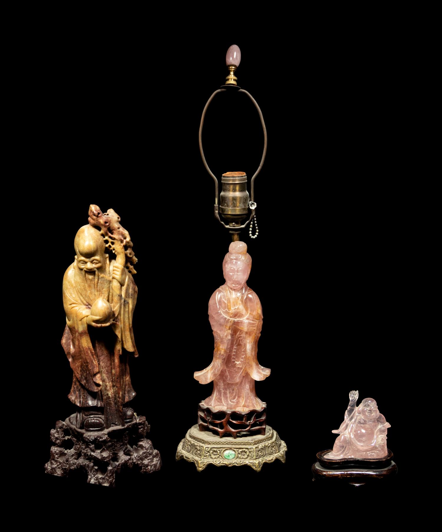 Five Chinese Carved Hardstone Figures of Immortals