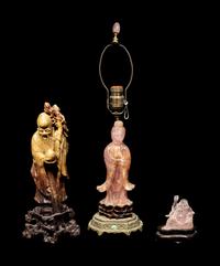 Five Chinese Carved Hardstone Figures of Immortals