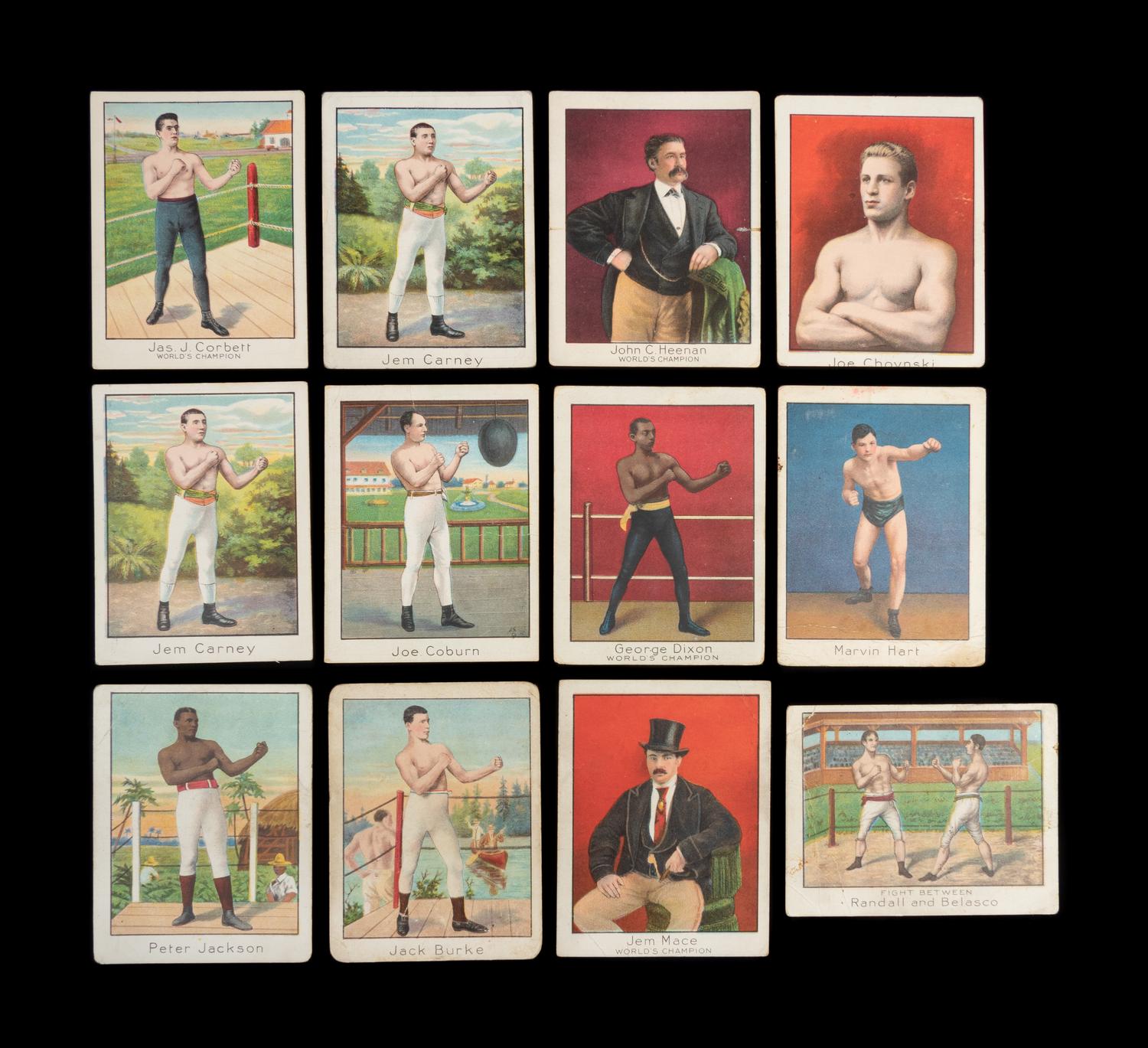 A Group of 12 T220 Mecca Cigarette Boxing Cards,