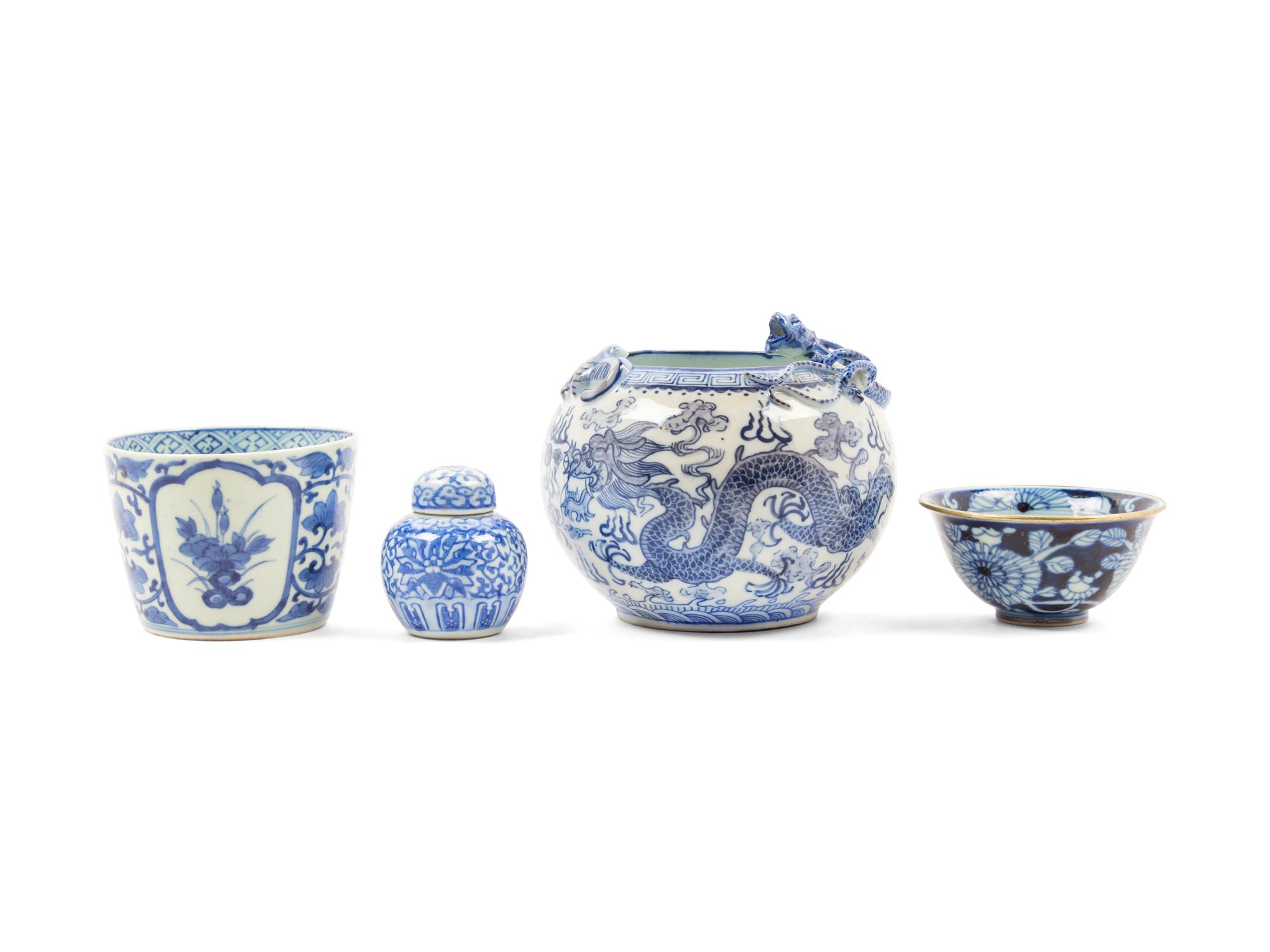 Four Chinese Blue and White Porcelain Articles