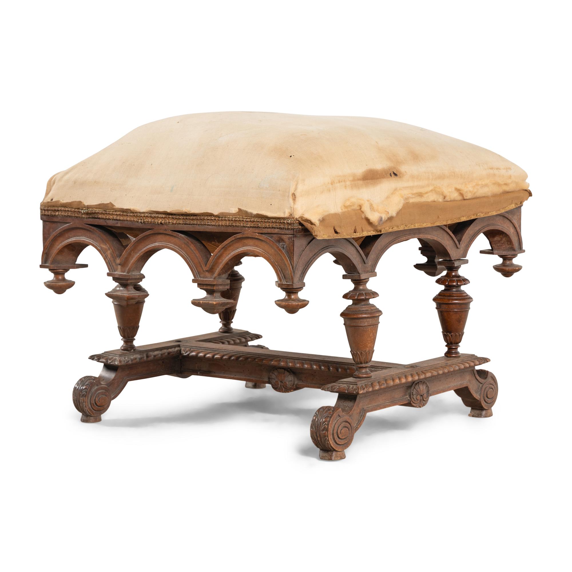 An Italian Baroque Style Walnut Ottoman