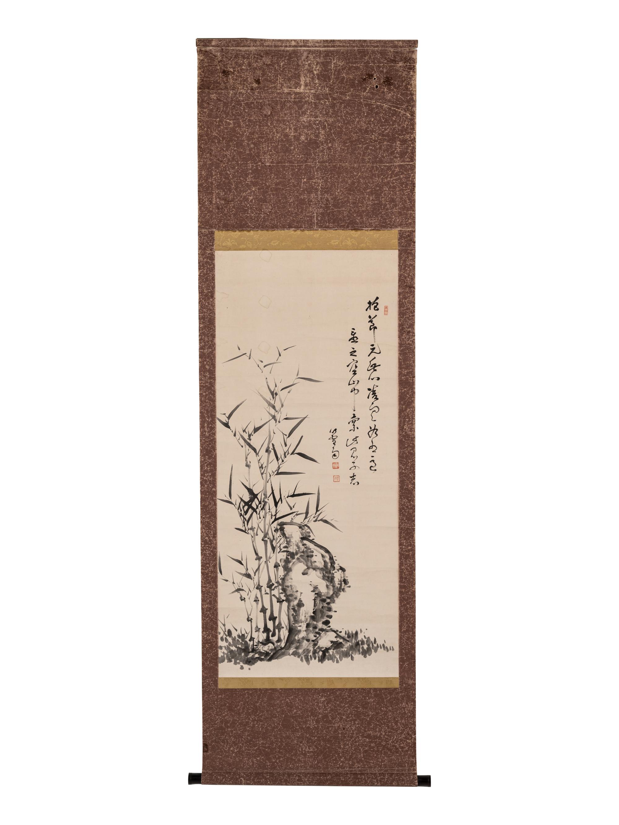 Two Chinese Hanging Scrolls Depicting Pines and Bamboos