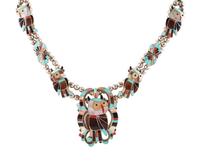 Zuni Channel Inlay Owl Necklace