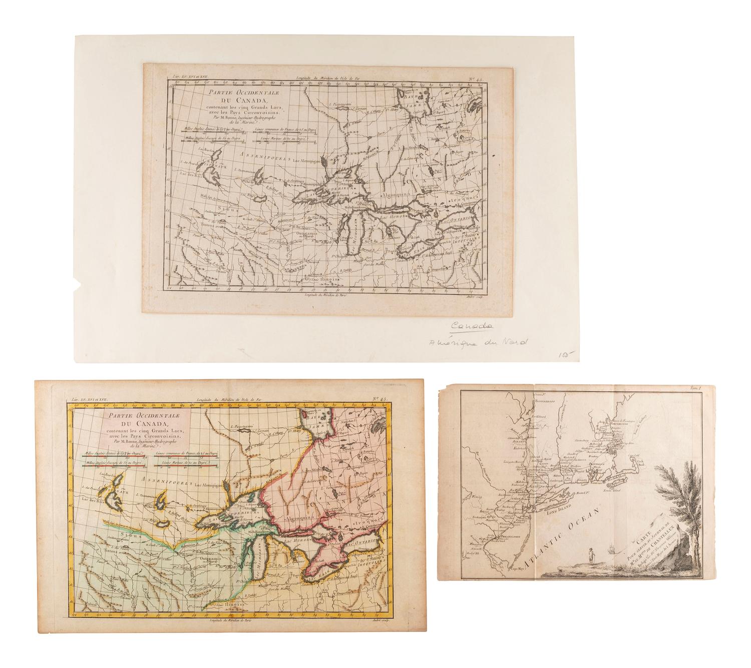 [MAPS & ATLASES]. A group of five 18th-century maps of North America, plus.