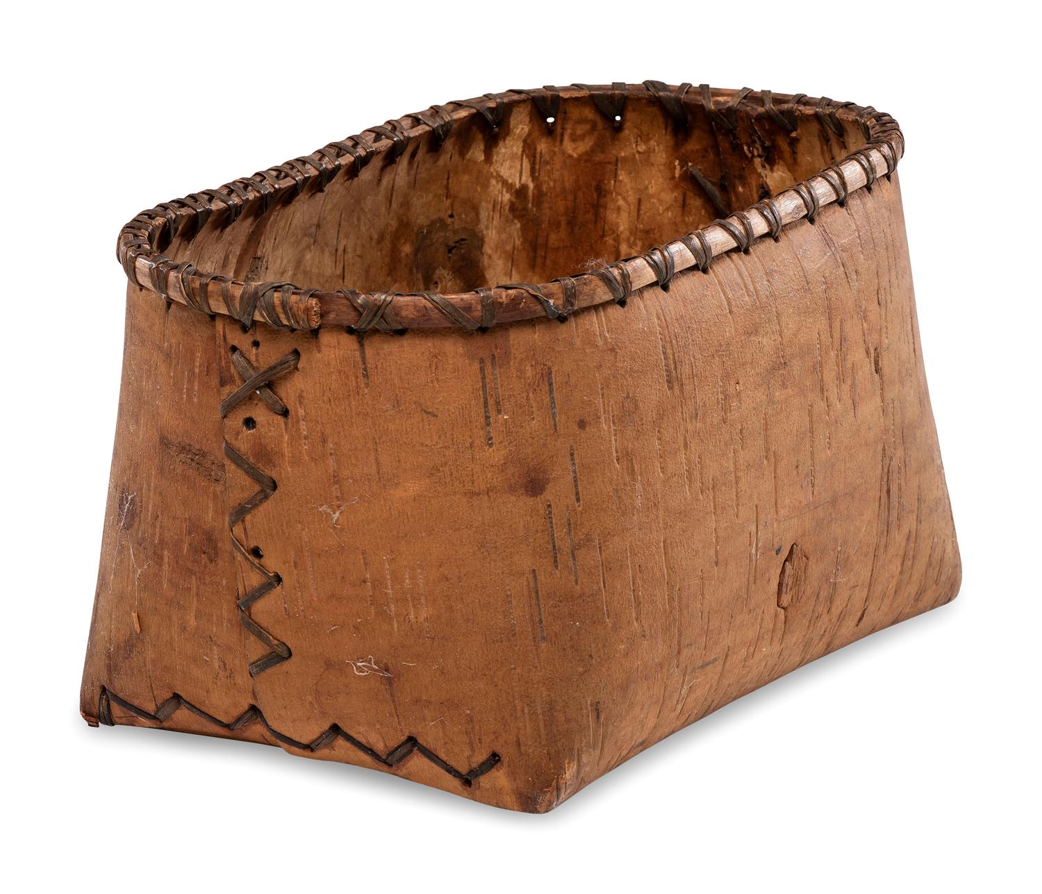 Northwest Coast Cedar Bark Clam Bag and Nuu-chah-nulth Birchbark Container