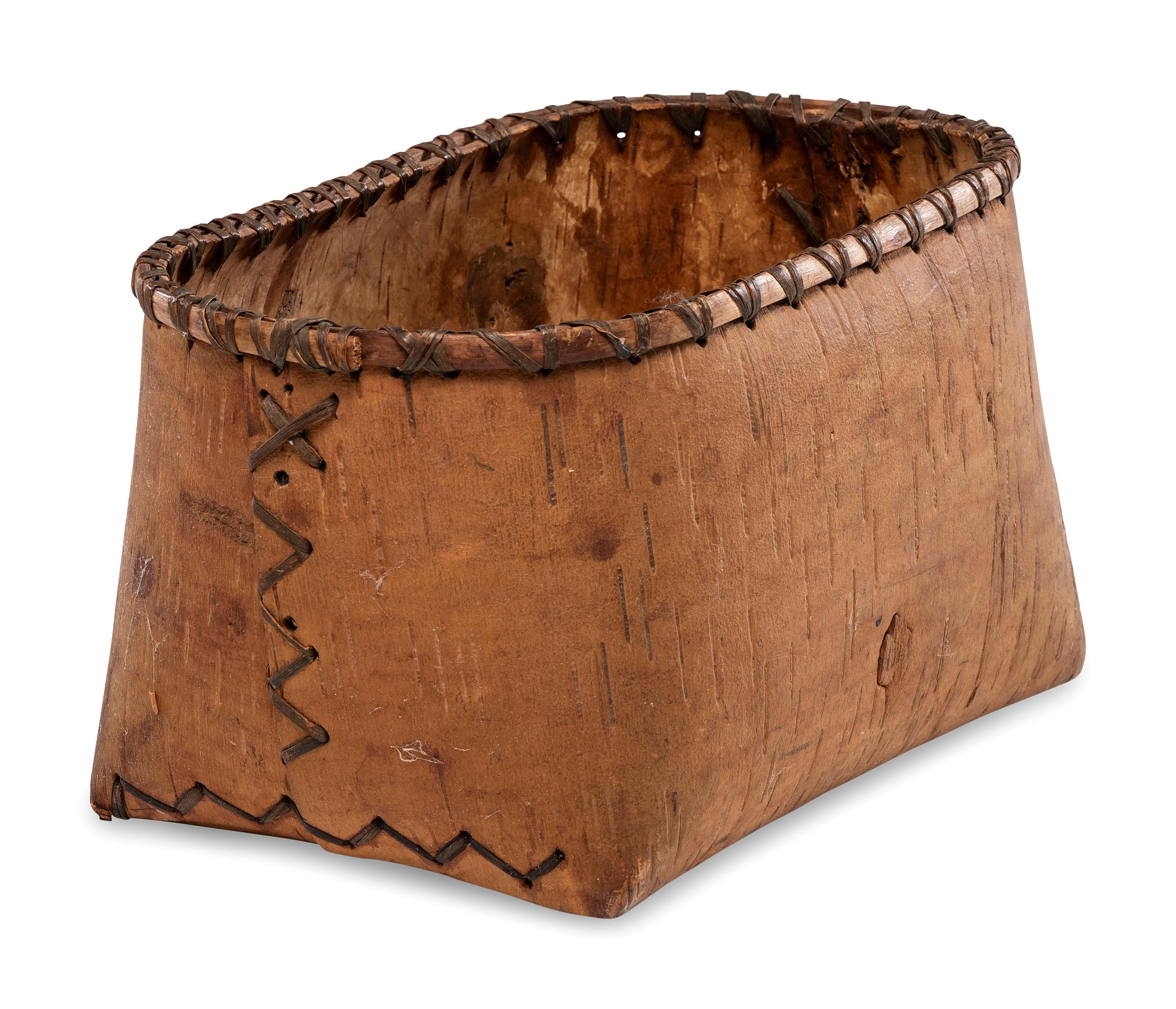 Northwest Coast Cedar Bark Clam Bag and Nuu-chah-nulth Birchbark Container