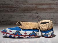 Sioux Fully Beaded Buffalo Hide Moccasins