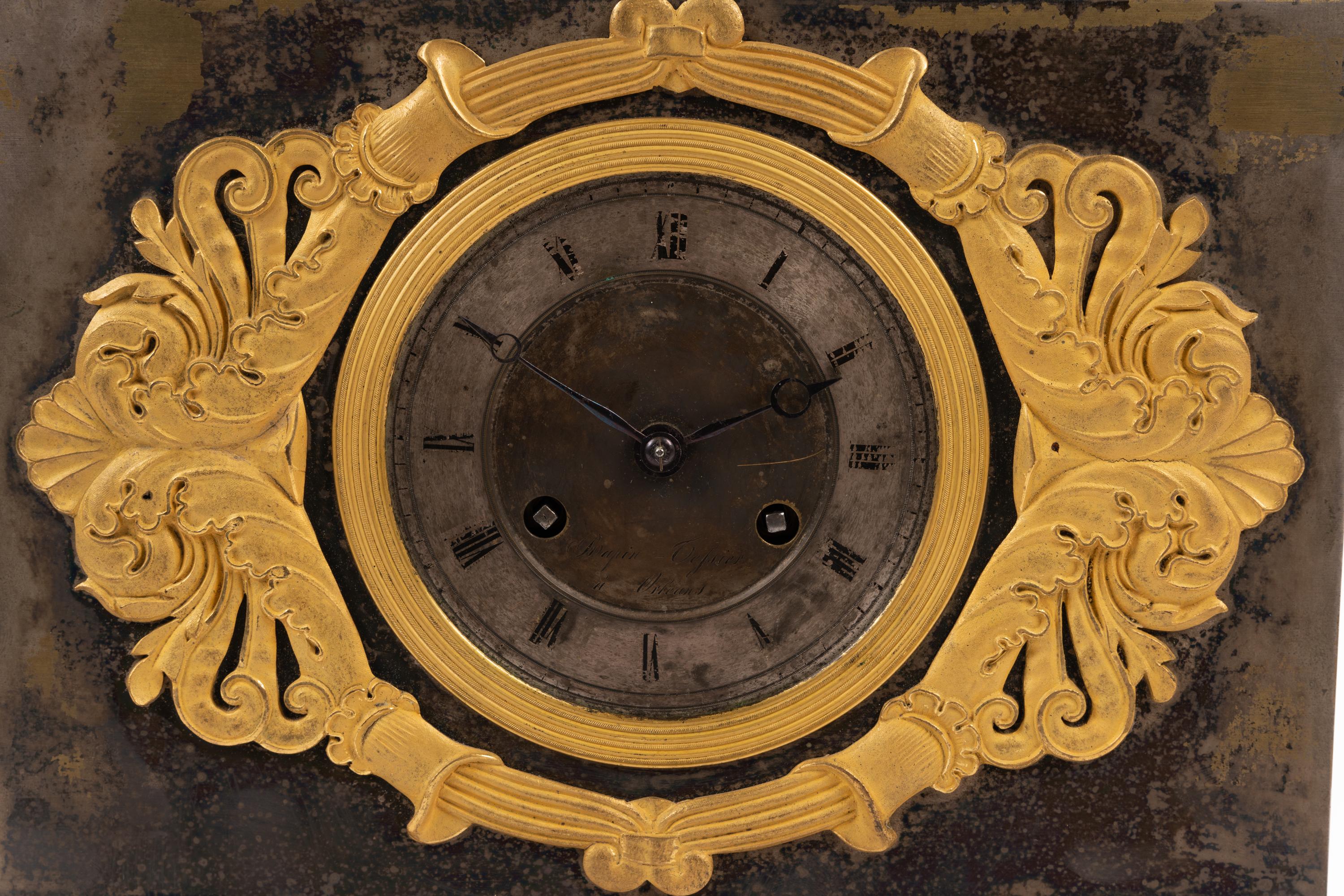 A Louis Philippe Gilt Bronze and Steel Figural Mantel Clock