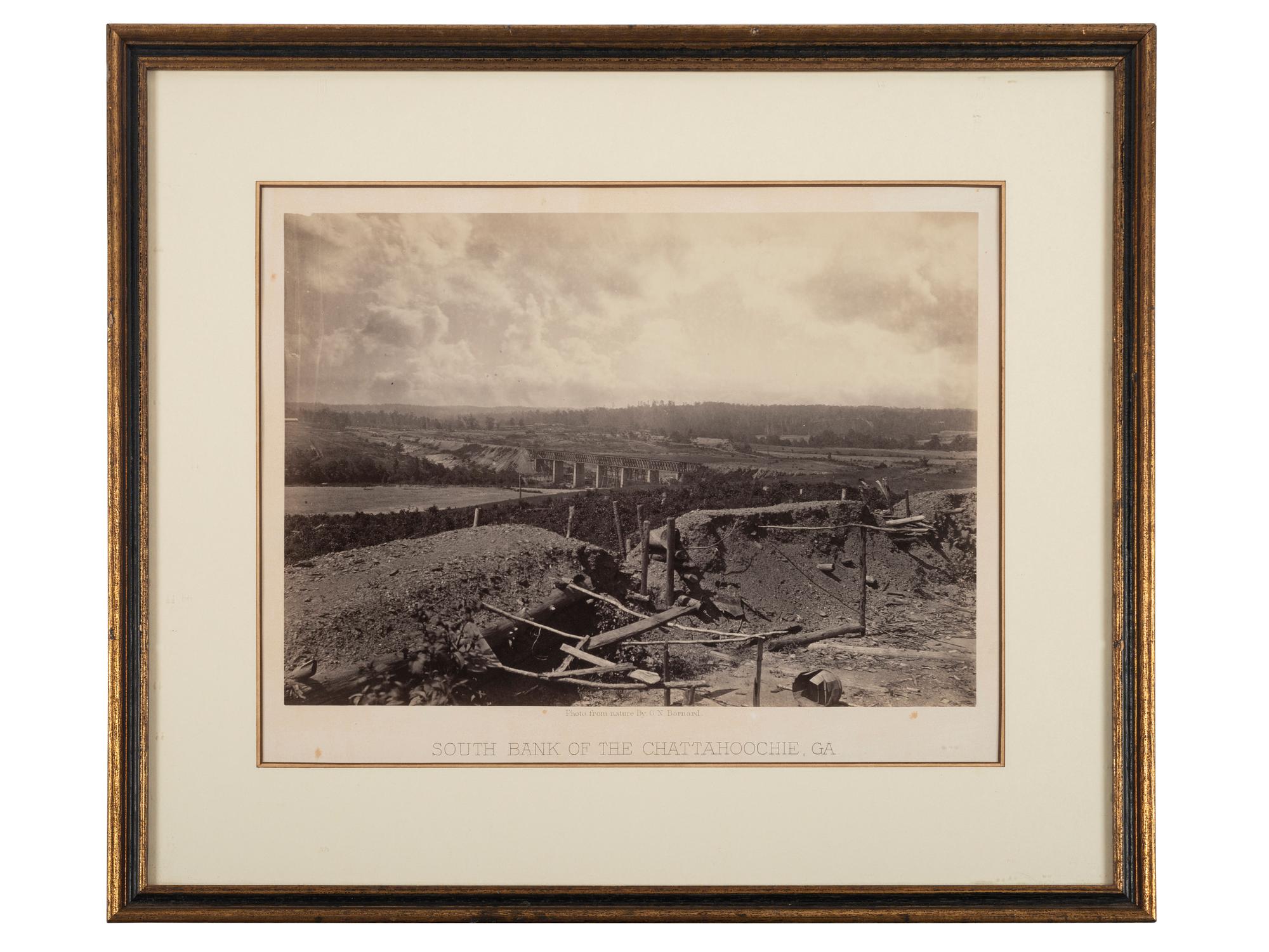 [CIVIL WAR]. BARNARD, George N. (1819-1902), photographer. A group of 3 photographs, incl. South Bank of Chattahoochee, and Kennesaw Mountain, Georgia. Ca 1860s.