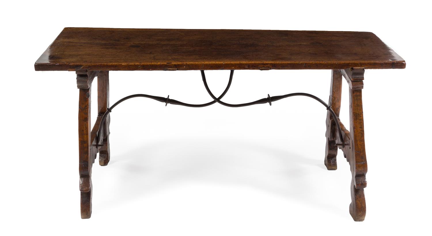 A Spanish Baroque Walnut Trestle Table Height 29 x width 61 1/2 x depth 27 1/2 inches. — 17TH CENTURY