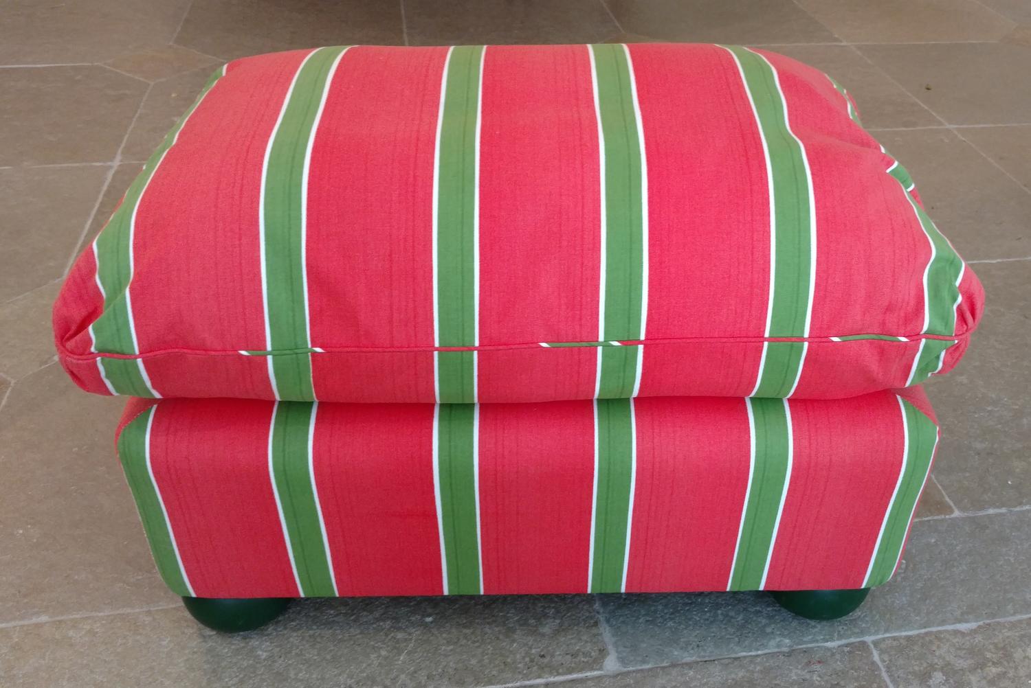 A Pair of Upholstered Ottomans Height of first 15 1/2 inches.
