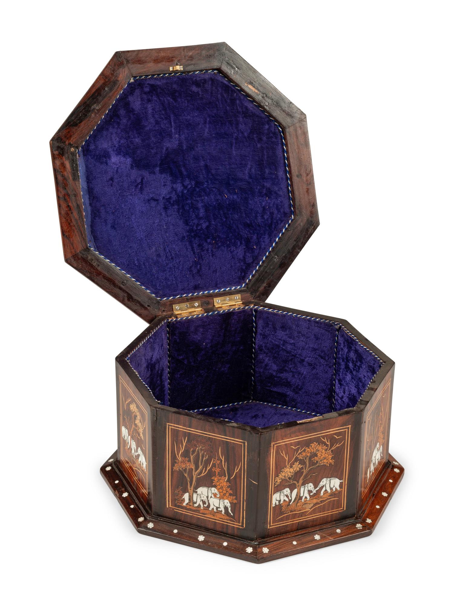 A Large North Italian Marquetry and Rosewood Octagonal Table Casket