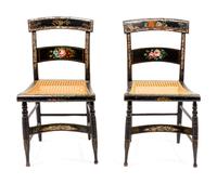 Five Victorian Lacquer and Mother-of-Pearl Inlaid Side Chairs