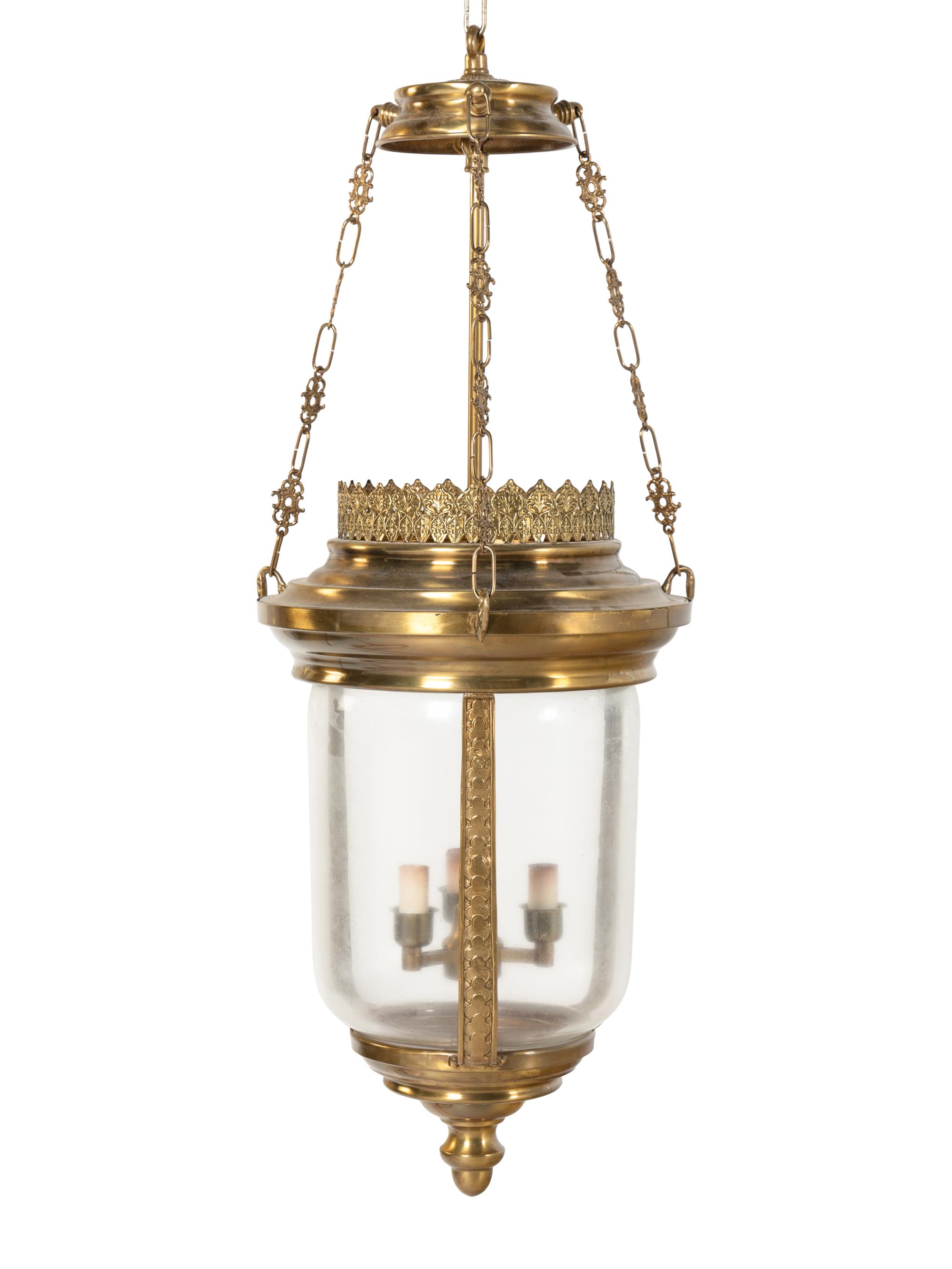 An English Brass Hall Lantern