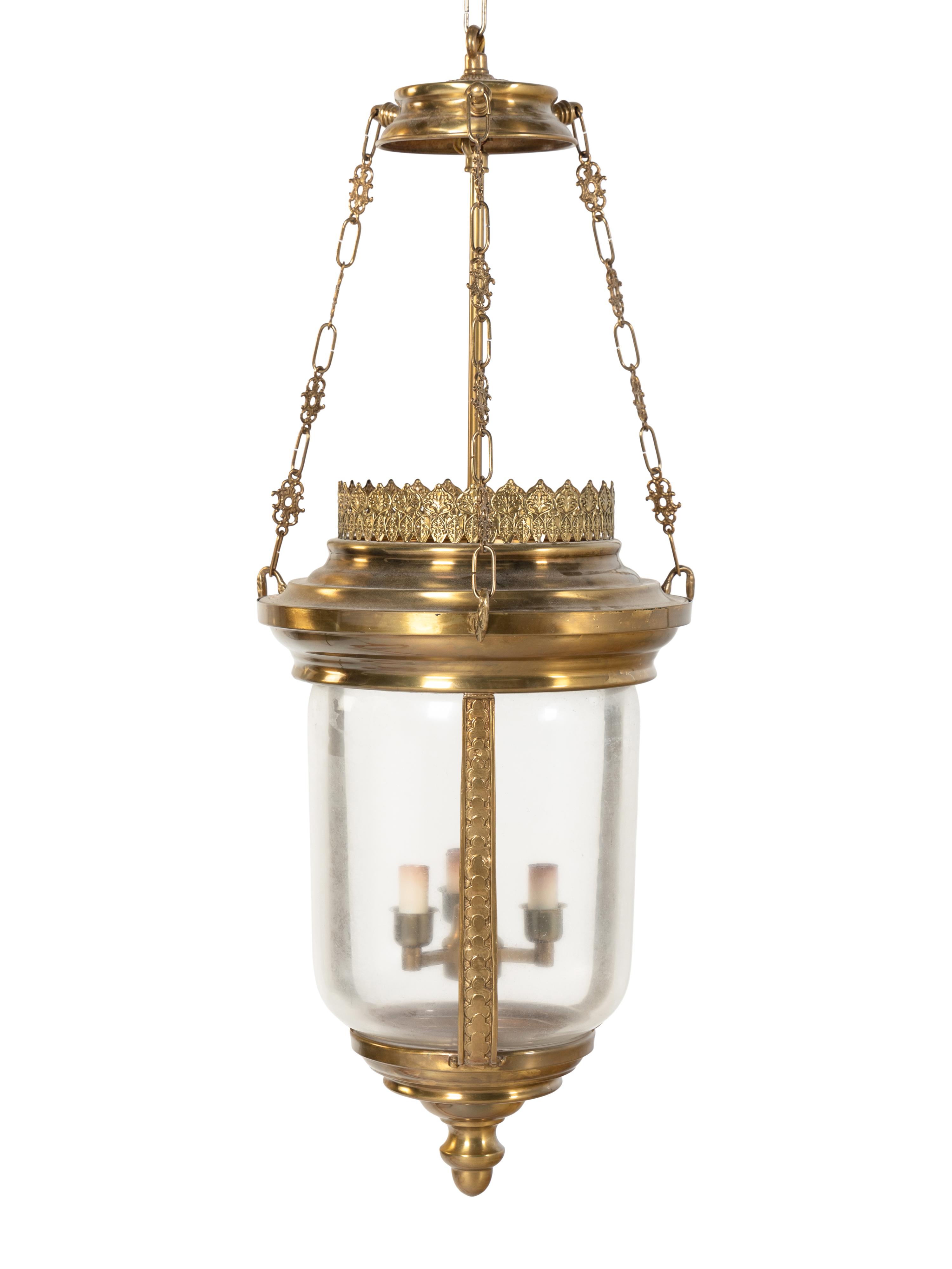 An English Brass Hall Lantern