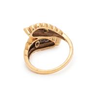 GOLD AND DIAMOND LEAF BYPASS RING