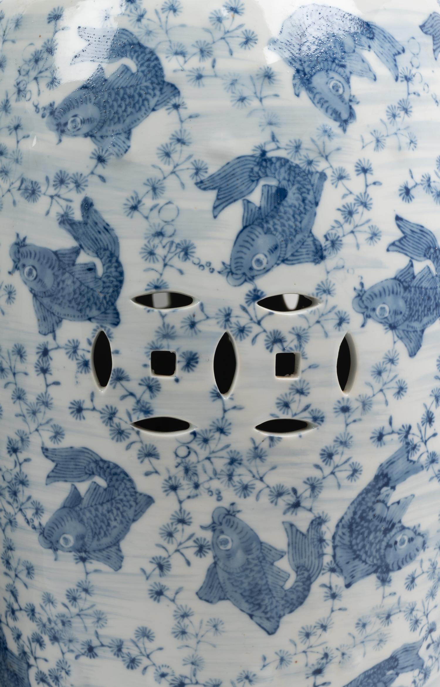 A Pair of Blue and White Porcelain Garden Seats