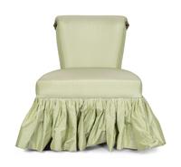 A Roll-Back Satin-Upholstered Skirted Slipper Chair