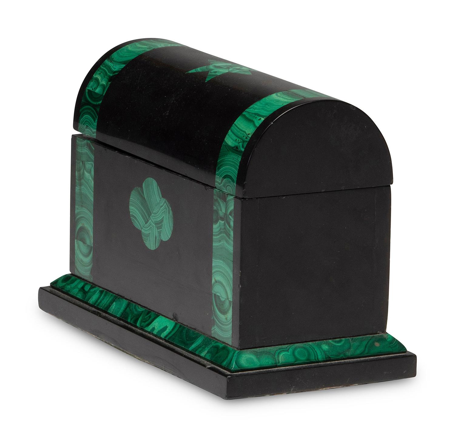 A Malachite Veneered Table Casket