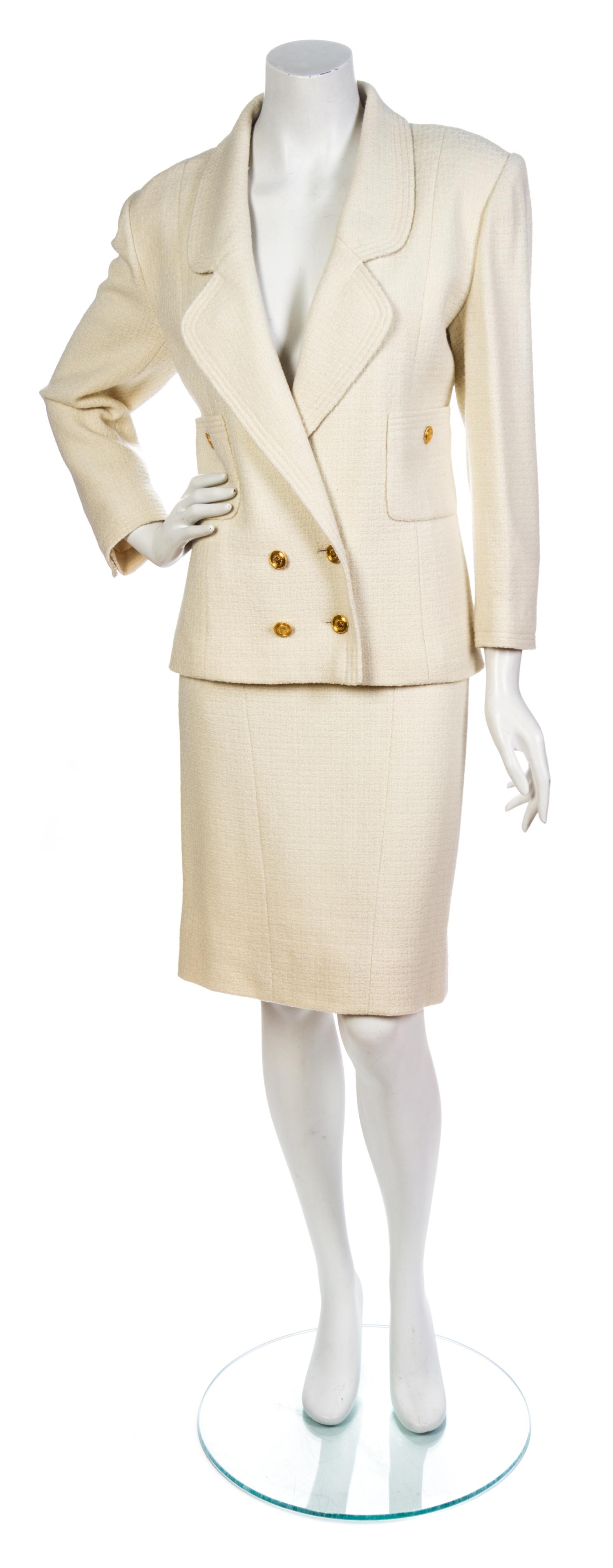 A Chanel Cream Wool Tweed Skirt Suit,