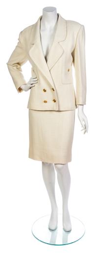 A Chanel Cream Wool Tweed Skirt Suit,