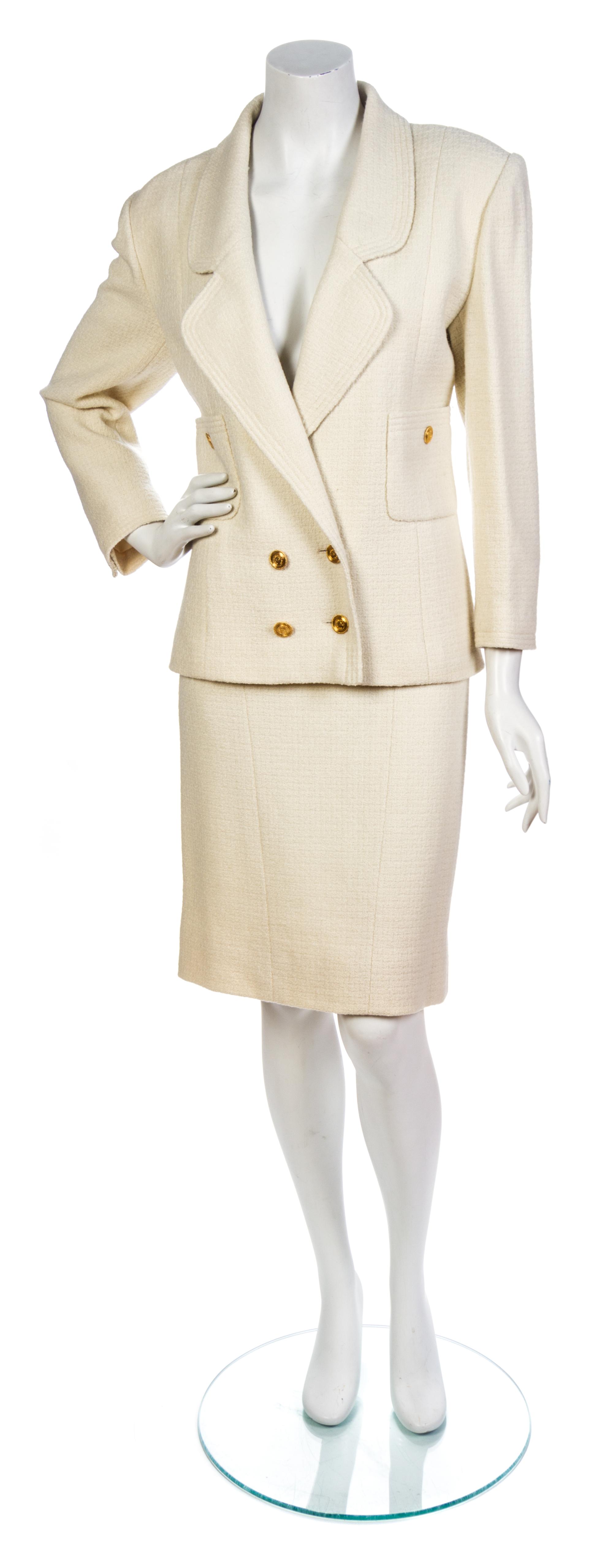 A Chanel Cream Wool Tweed Skirt Suit,