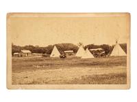 [WESTERN AMERICANA]. Boudoir card featuring tipis and carriages at "The Bent Ranch."