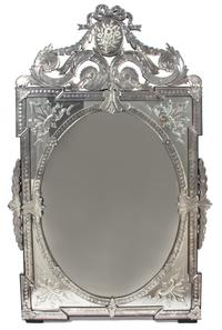 A Venetian Glass Framed Mirror Height 57 x width 37 inches. — 20TH CENTURY